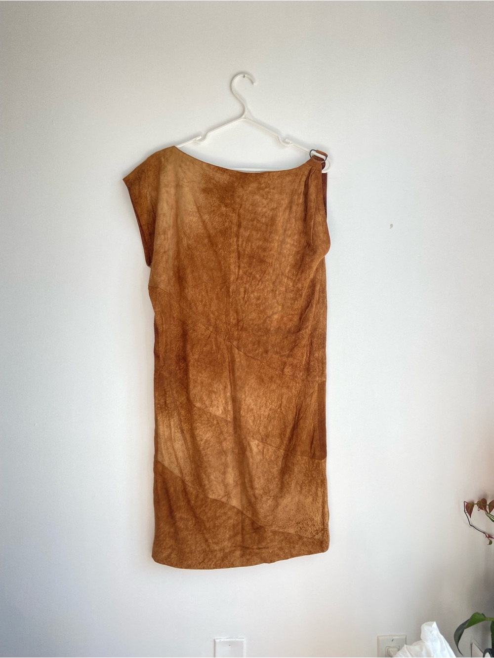 Vintage Suede Asymmetrical Dress